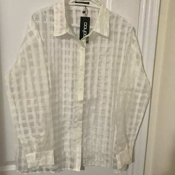boohoo-Check Organza Button Through Shirt - Picture 6 of 8